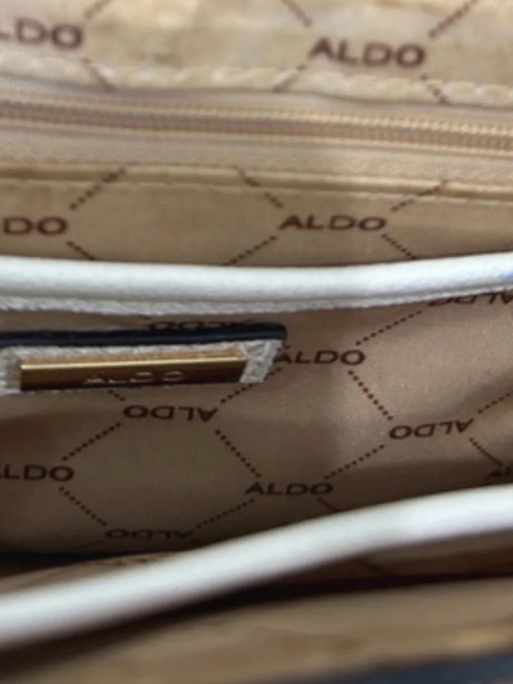 Aldo Natural Straw Hobo with White Trim and Gold Hardware